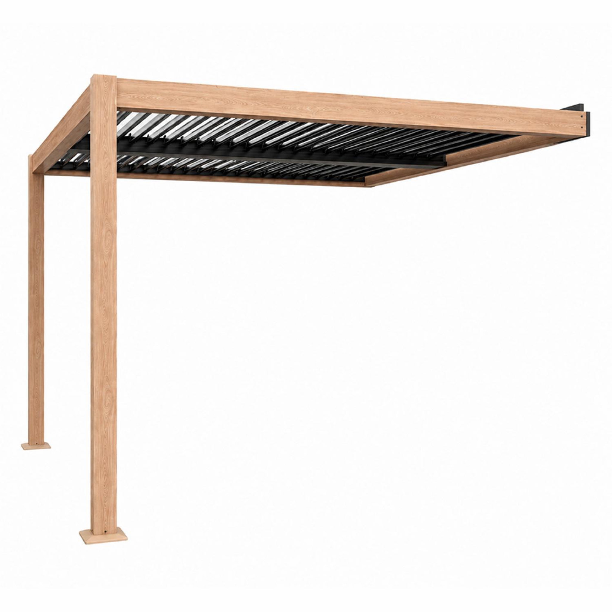 CONCEPT USINE Pergola bioclimatique 3x3m adossée effet bois sifnos