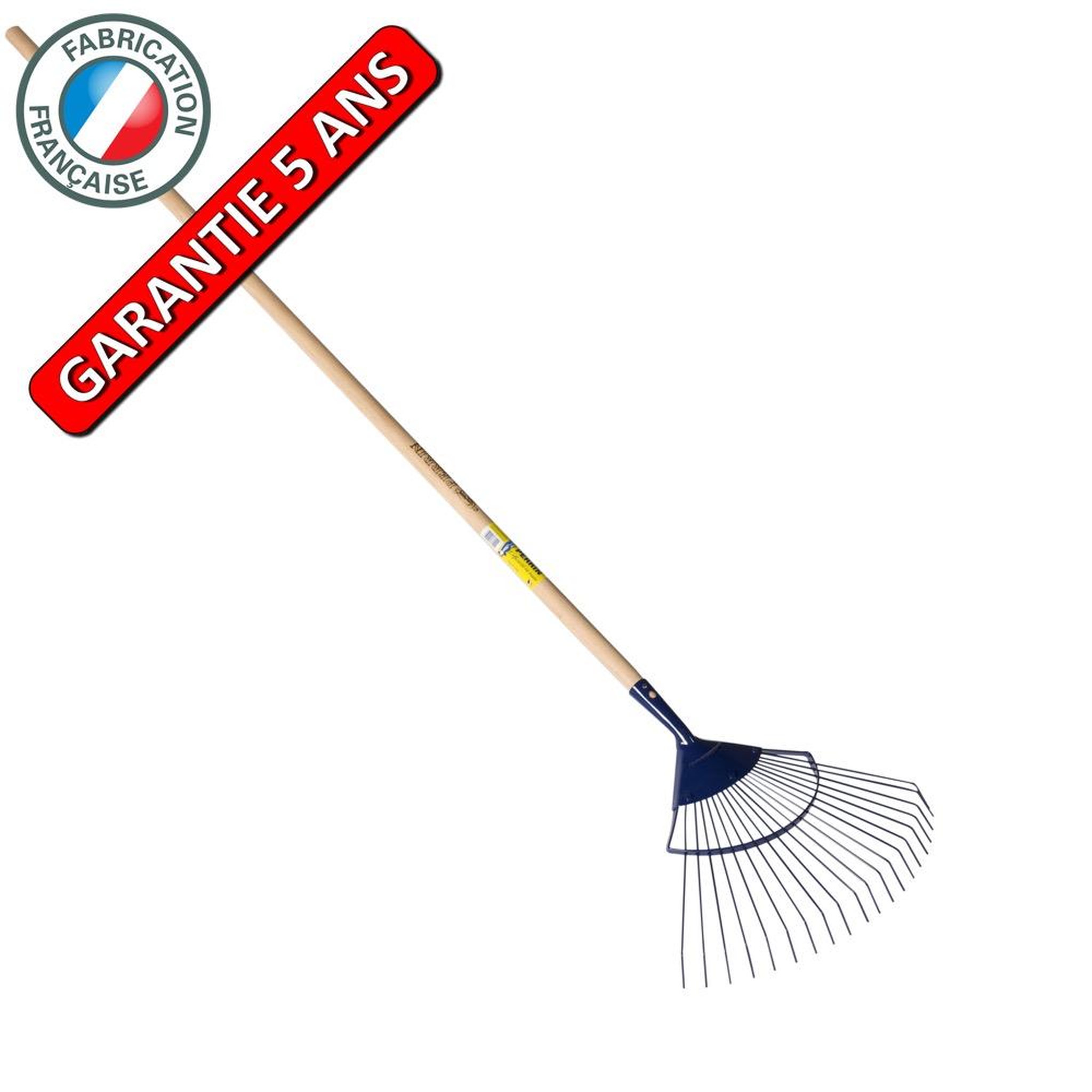 OUTILS PERRIN Balai à gazon  professionnel dents rondes manche 1,50 m, pour le jardin et le potager