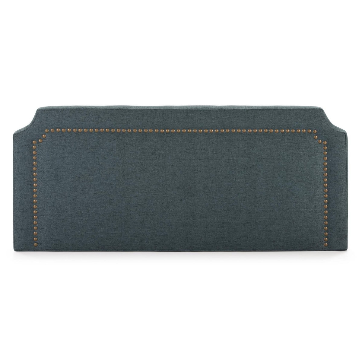 MARCKONFORT Tête de lit tapissée Leonor 140x60 cm Bleu, Clous en Marron, épaisseur de 8 cm