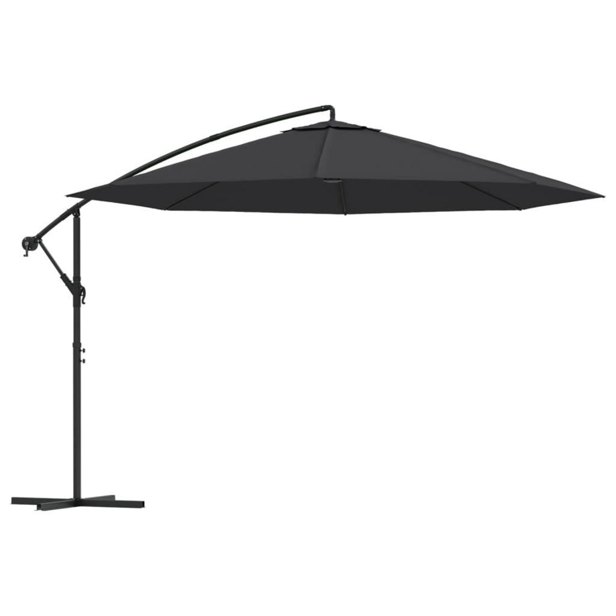 VIDAXL Parasol de jardin en porte-a-faux avec mat en aluminium noir