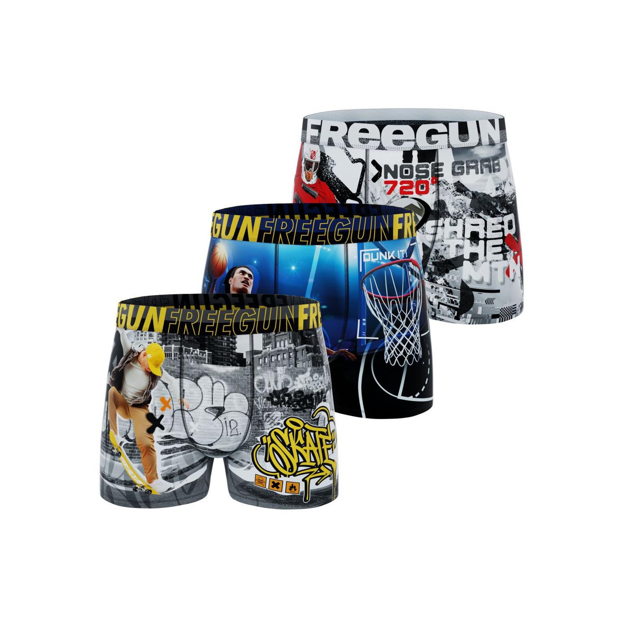 Voir la diapositive 1 : FREEGUN Lot de 3 boxers enfant Winter Sport