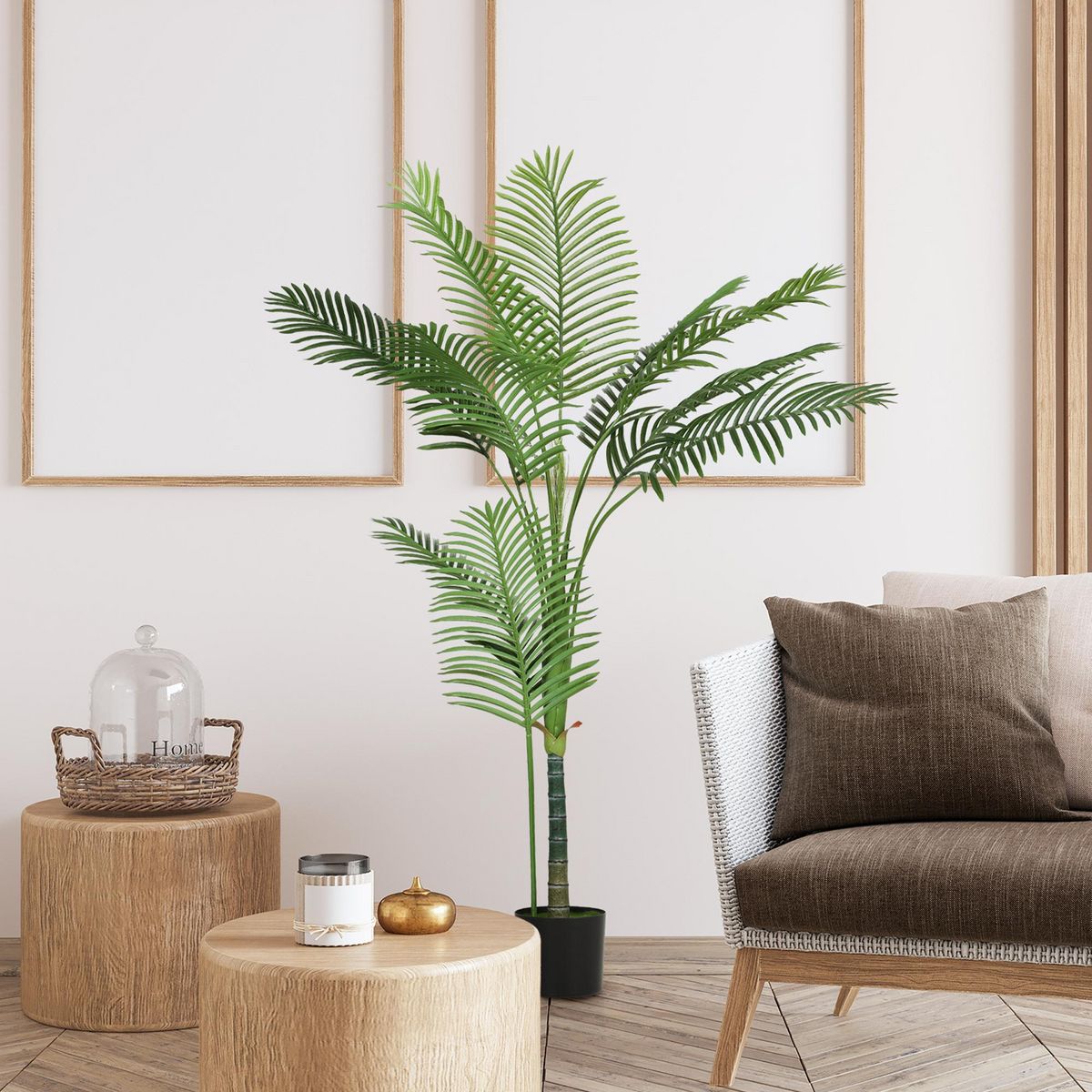 HOMCOM Plante artificielle intérieure palmier Areca H.150cm 11 feuilles grand réalisme PE vert