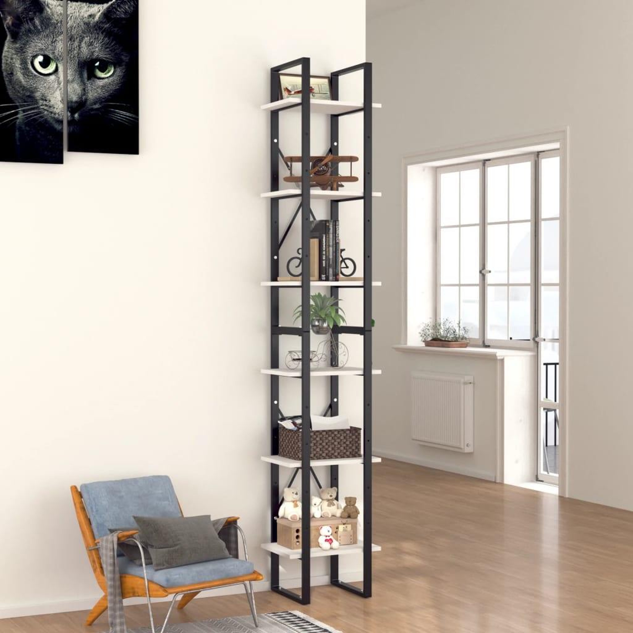 VIDAXL Bibliotheque a 6 niveaux blanc 40x30x210 cm bois ingenierie