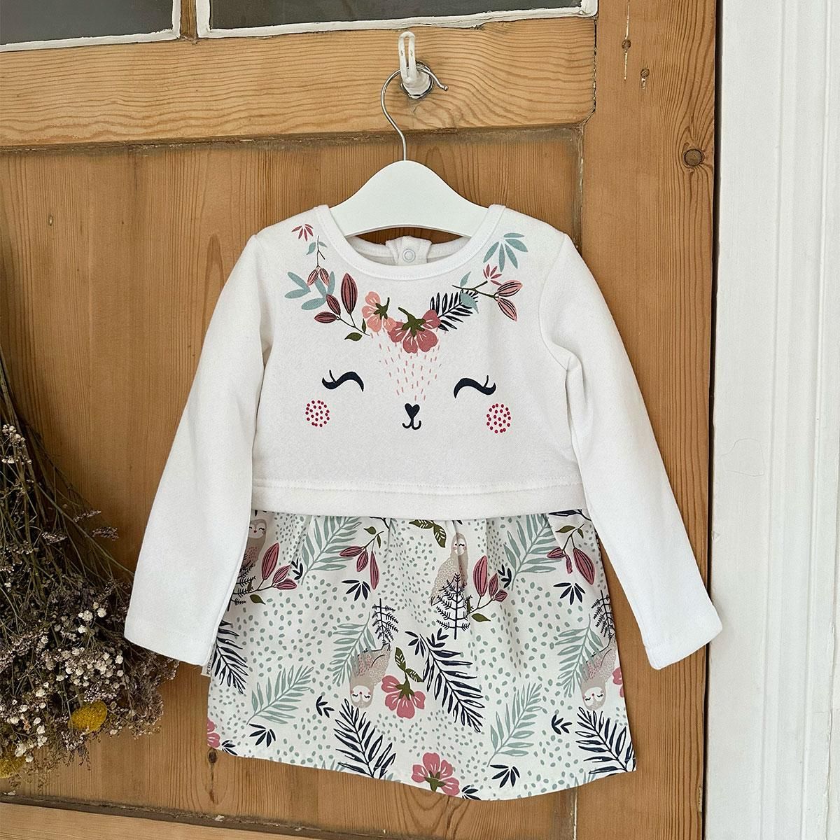 Petit Béguin Robe bébé en molleton fille Naya