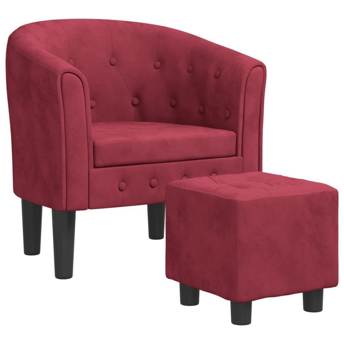 VIDAXL Fauteuil avec repose-pied rouge bordeaux velours