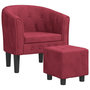 Voir la diapositive 2 : VIDAXL Fauteuil avec repose-pied rouge bordeaux velours