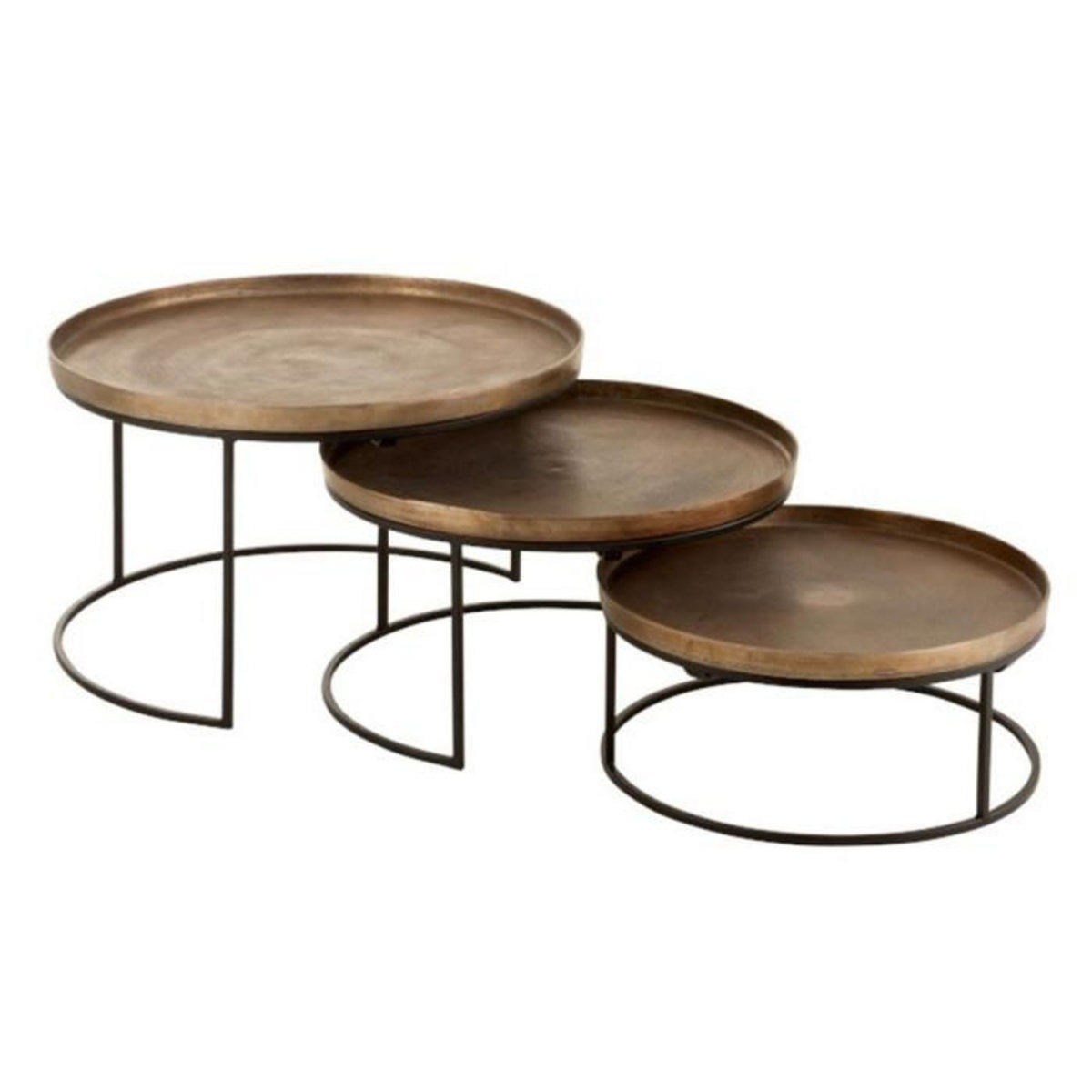 Paris Prix Lot de 3 Tables Basses Gigognes  Bano  80cm Rouille