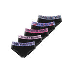 FREEGUN Lot de 5 culottes femme en coton Ethnik. Coloris disponibles : Noir