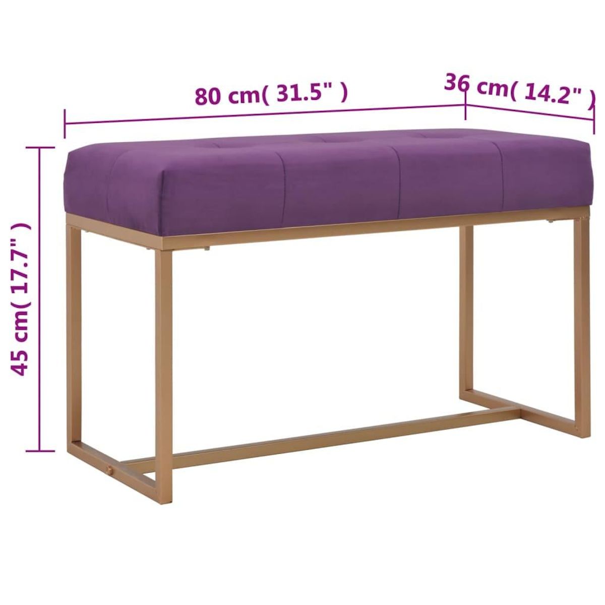 VIDAXL Banc 80 cm Violet Velours