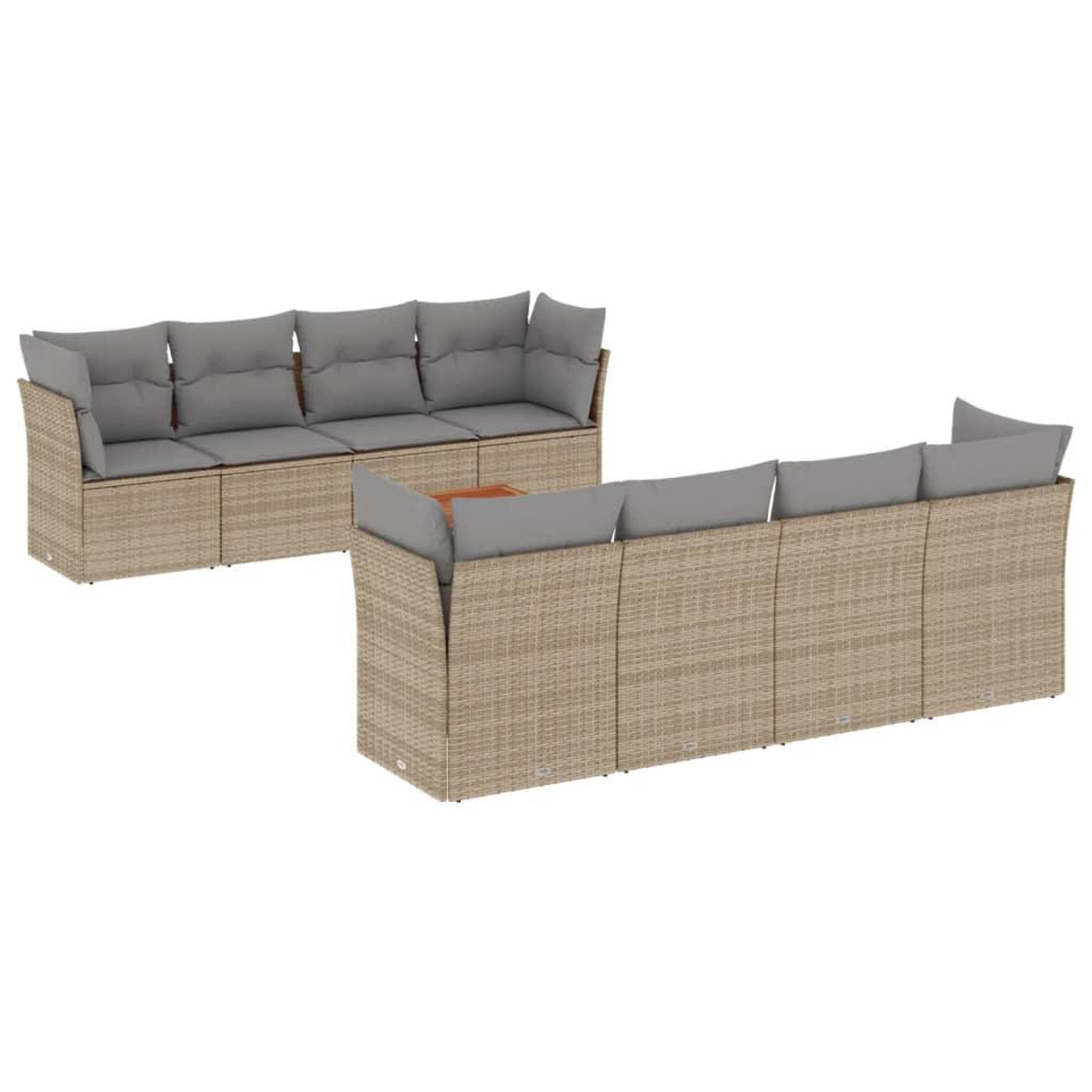 Voir la diapositive 2 : VIDAXL Salon de jardin avec coussins 9pcs melange beige resine tressee