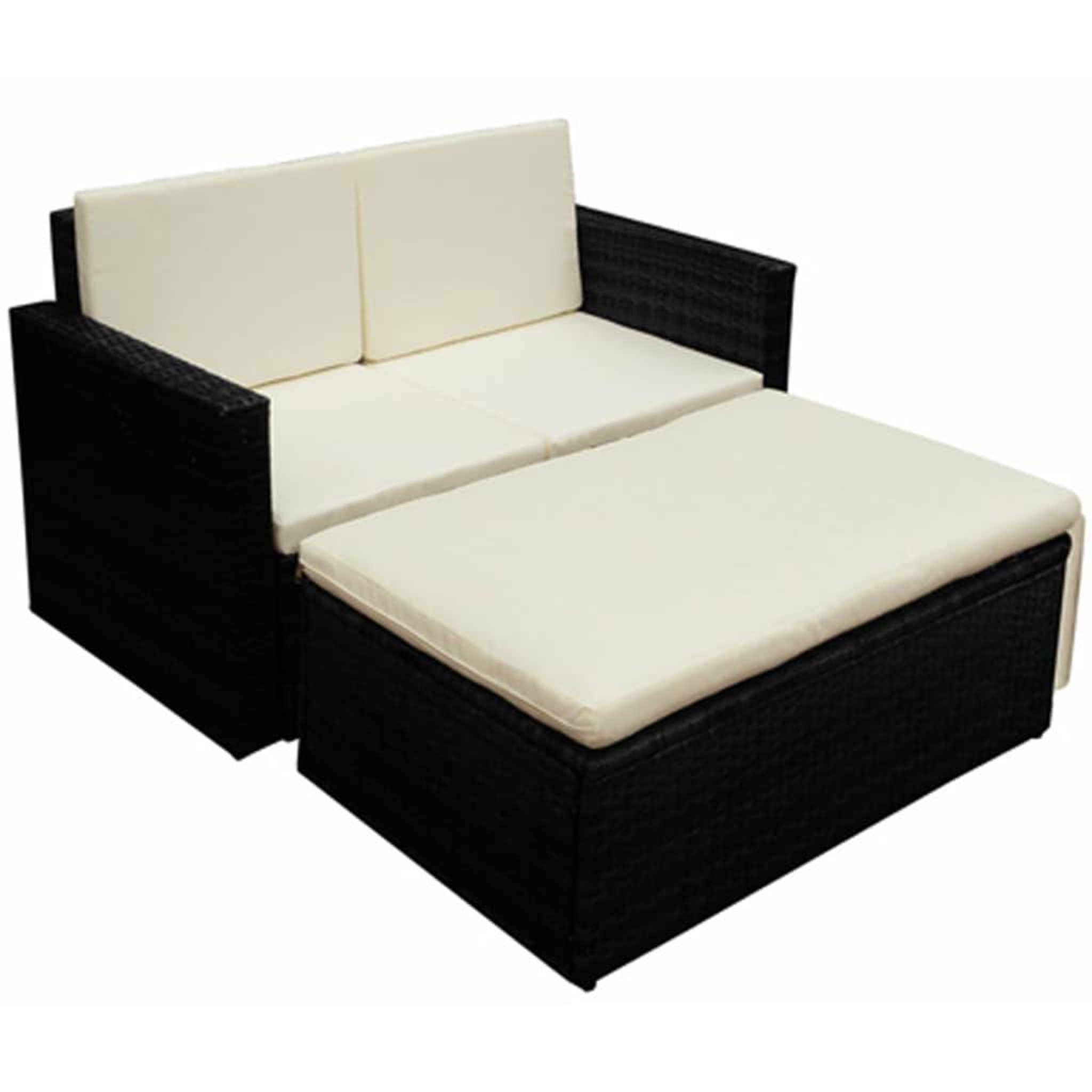Voir la diapositive 1 : VIDAXL Salon de jardin 2 pcs avec coussins Resine tressee Noir