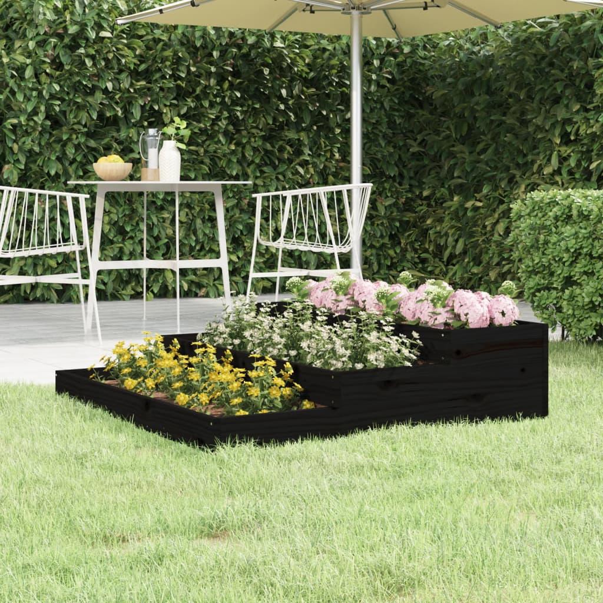 Voir la diapositive 1 : VIDAXL Jardiniere Noir 107x107x27 cm Bois massif de pin