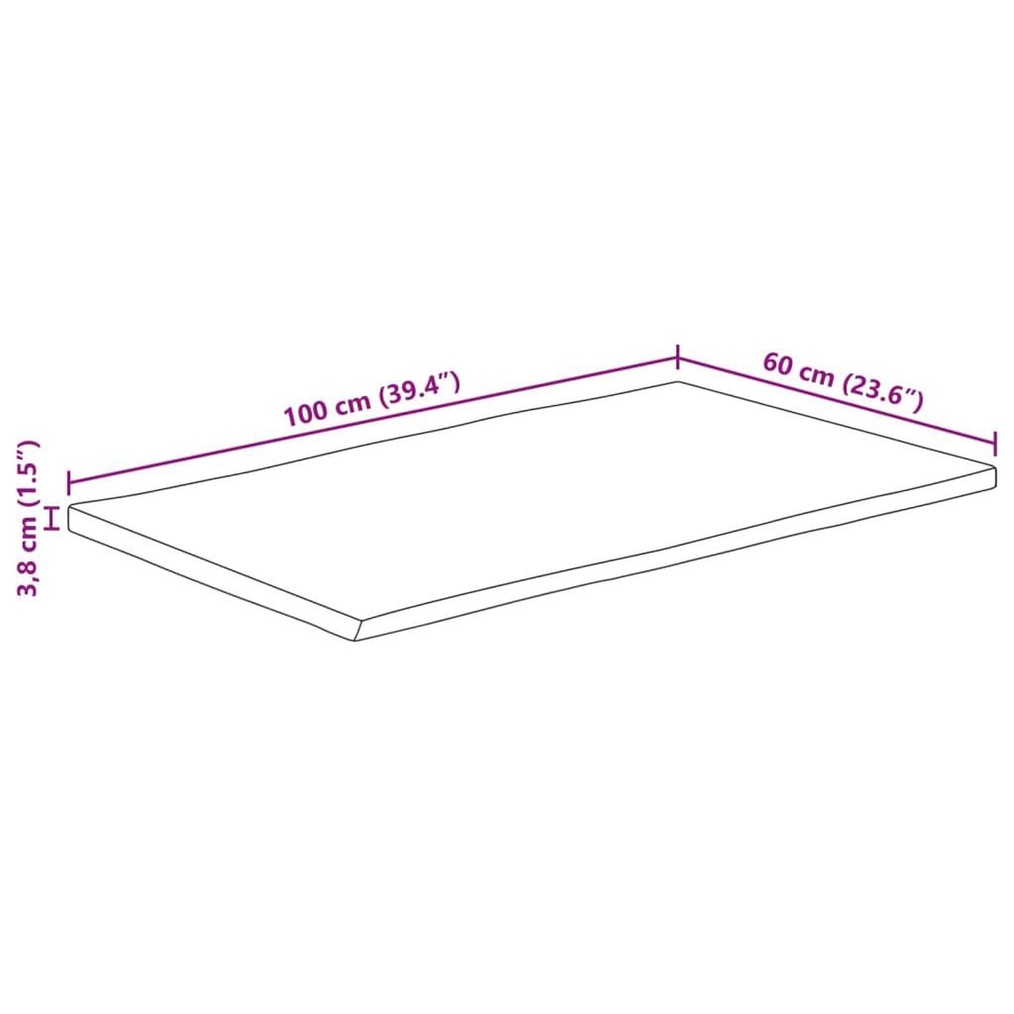 Voir la diapositive 6 : VIDAXL Dessus de table bord vivant 100x60x3,8 cm bois de manguier brut