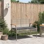 Voir la diapositive 3 : VIDAXL Banc de jardin avec coussin gris resine tressee et acacia