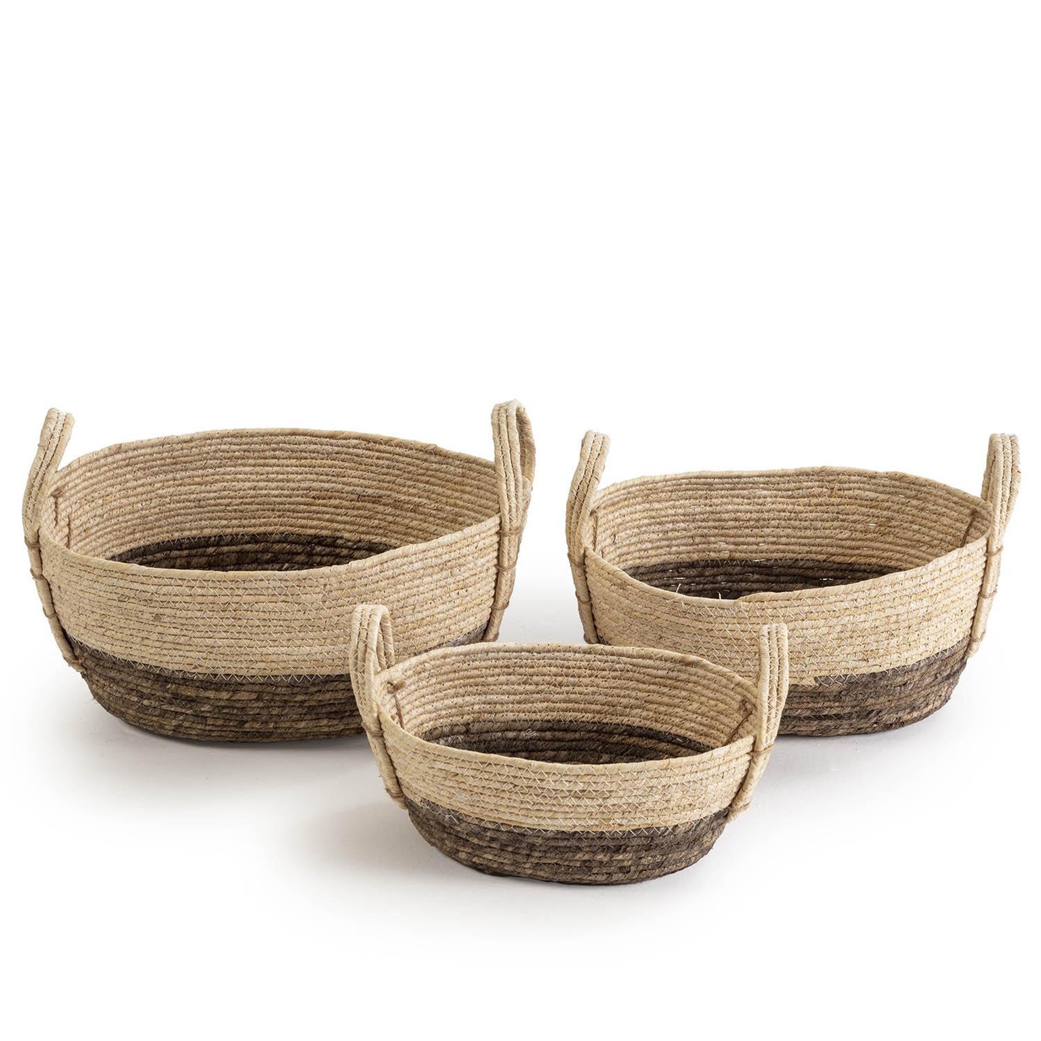 VS VENTA-STOCK Set de 3 paniers Xiana fibre naturelle, blanc/marron