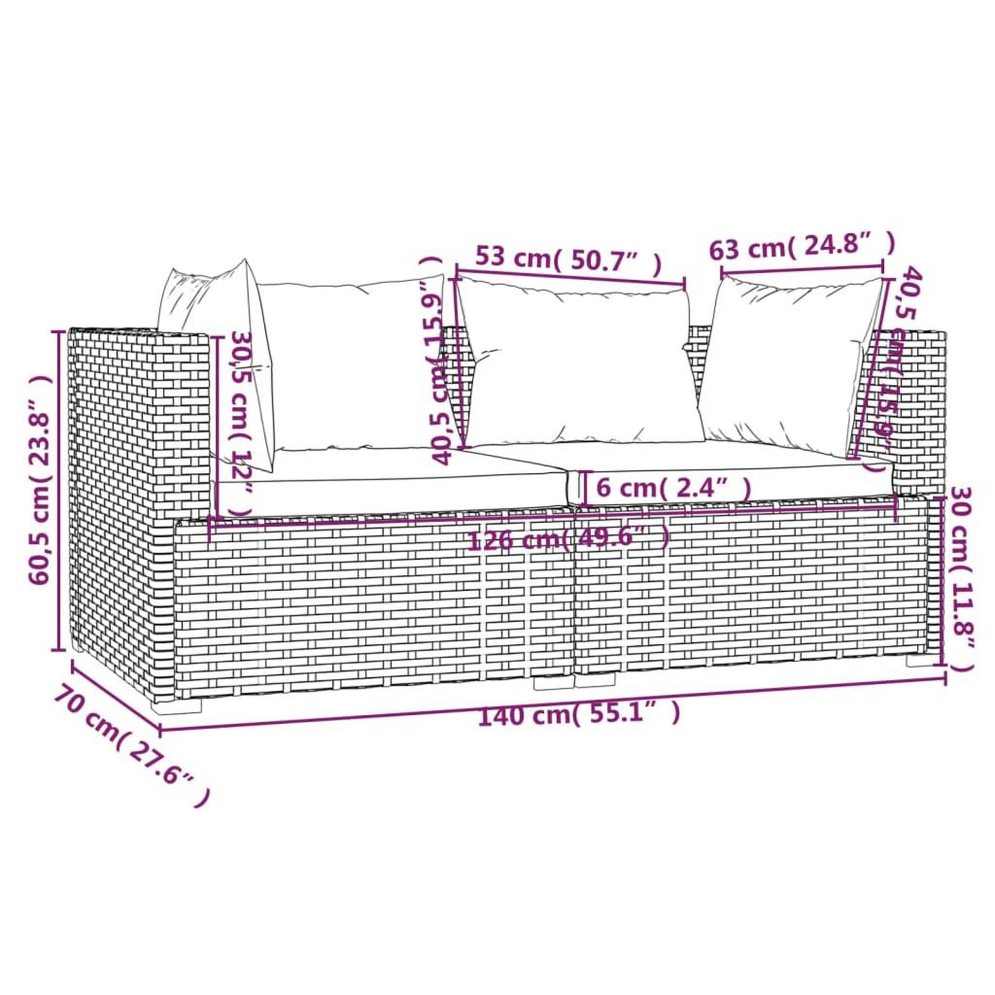 Voir la diapositive 6 : VIDAXL Salon de jardin 3 pcs avec coussins Noir Resine tressee