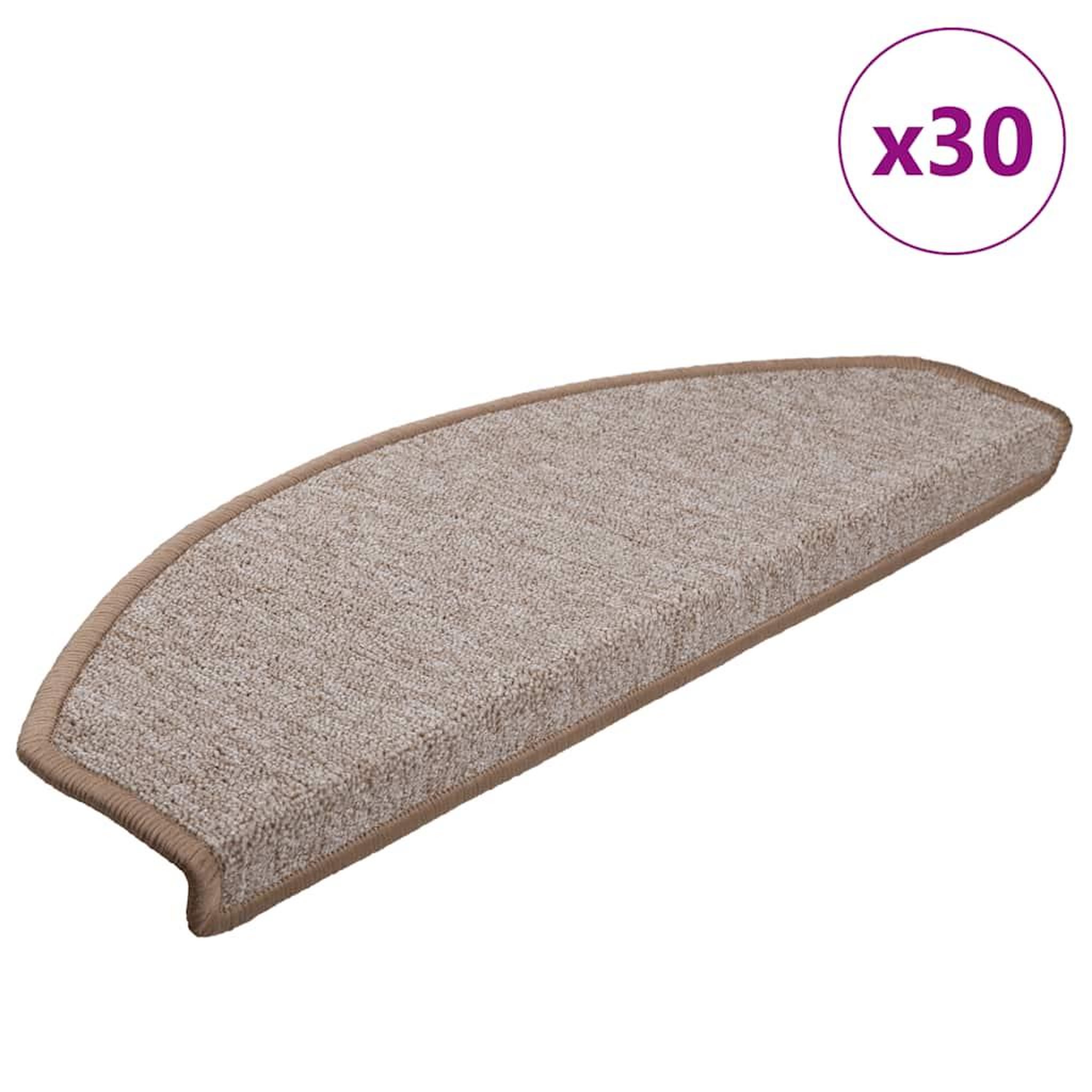 VIDAXL Tapis d'escalier 30 pcs marron clair 65x24x4 cm