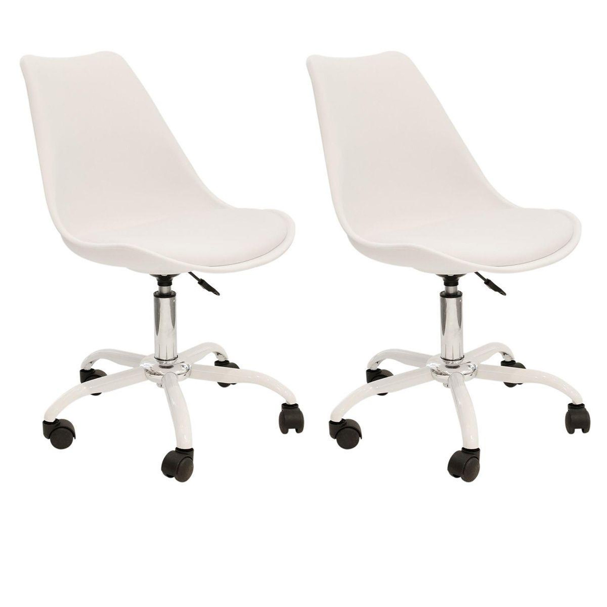The Home Deco Factory Lot de 2 chaises à roulettes  kiruna  92cm blanc