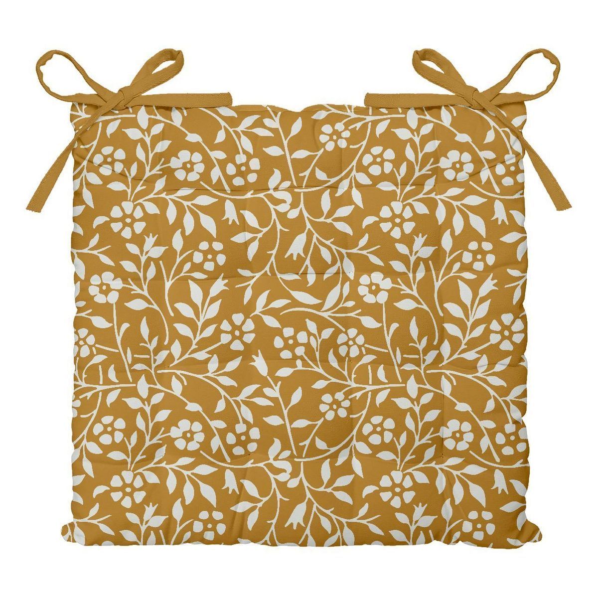 TODAY Galette de chaise matelassée en coton fantaisie avec nouettes INDIAN FLOWERS