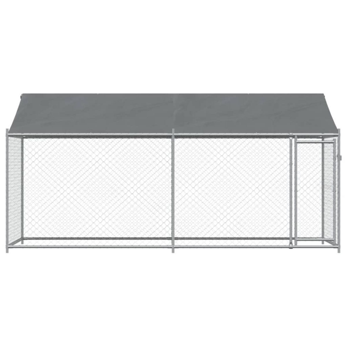 VIDAXL Cage pour chien avec toit et porte gris 4x2x2 m acier galvanise