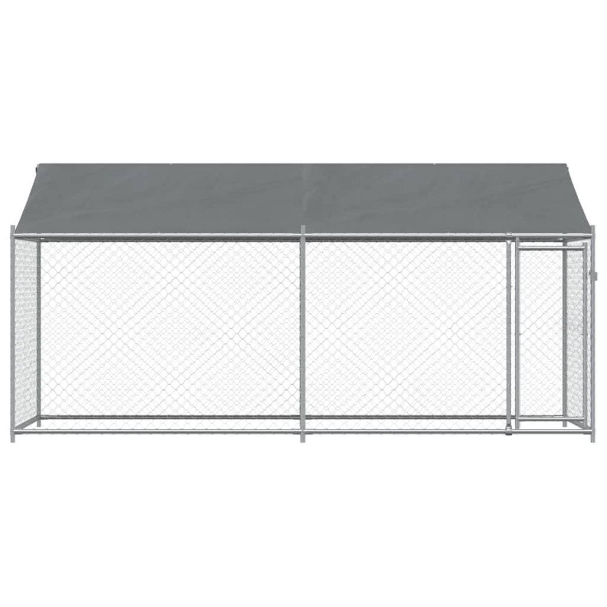 VIDAXL Cage pour chien avec toit et porte gris 4x2x2 m acier galvanise