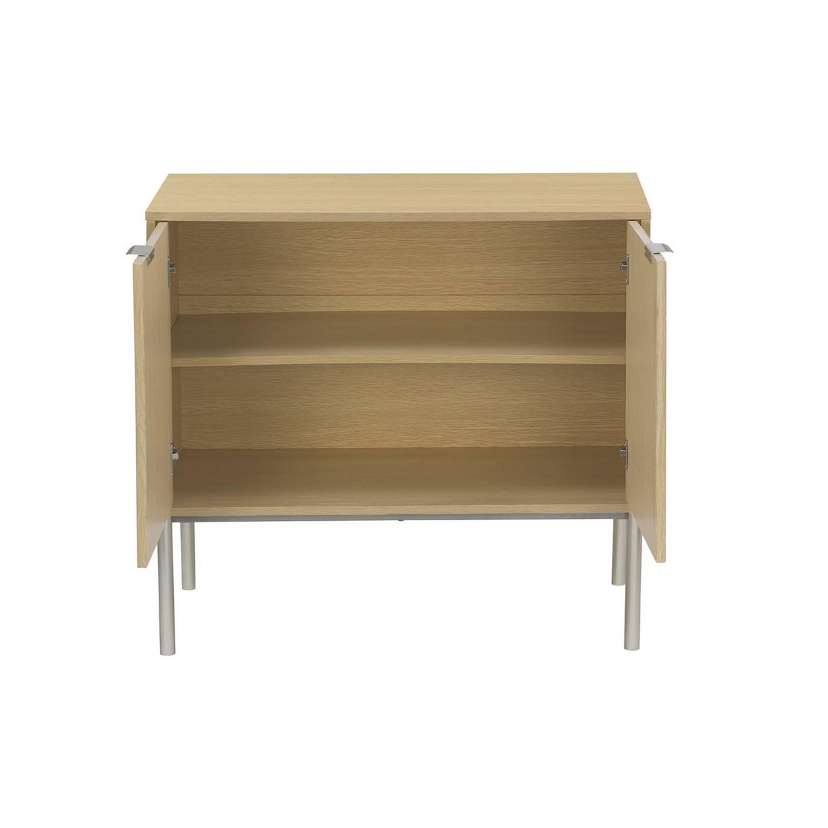 SWEEEK Buffet effet bois rainuré et métal champagne. 2 portes 80cm. buffet bas