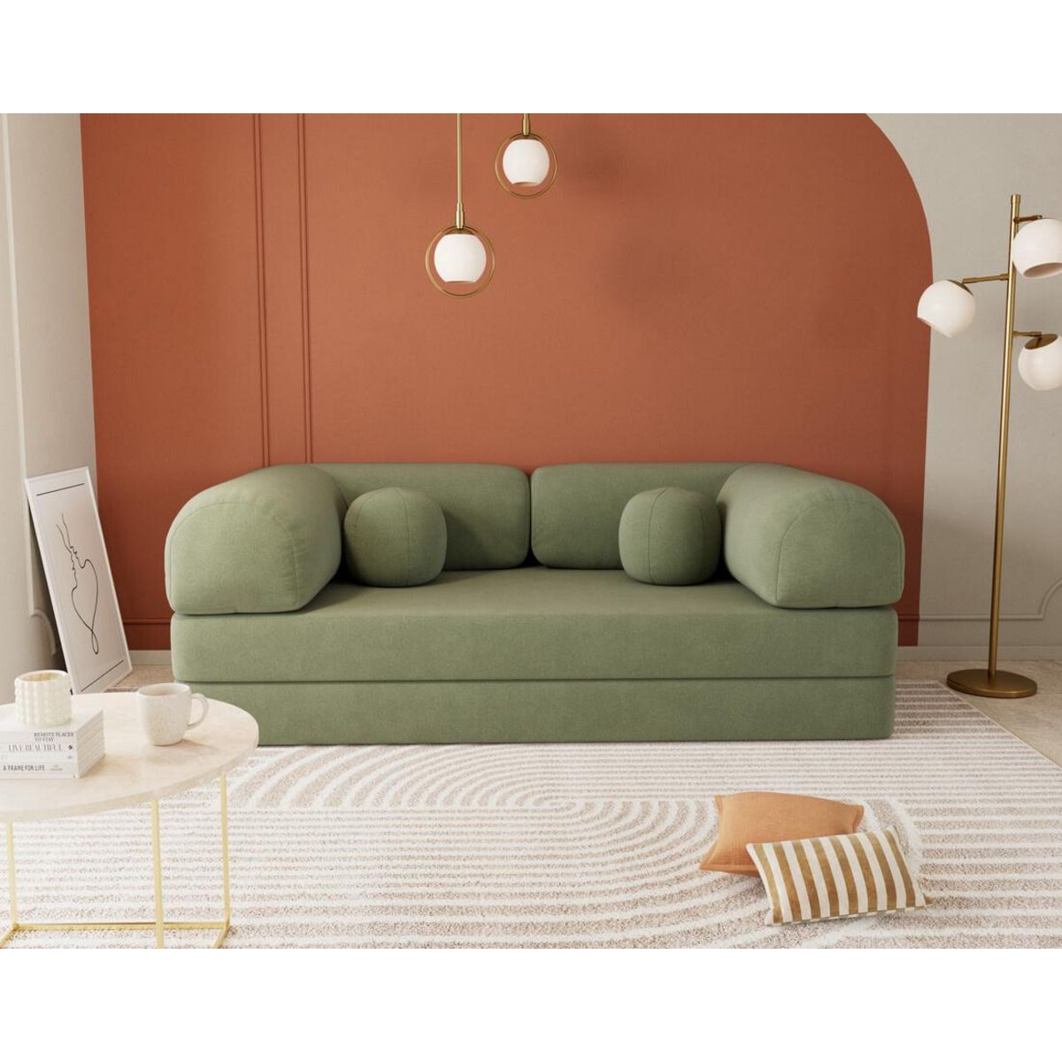 LISA DESIGN Nebula - canapé 3 places convertible en velours texturé