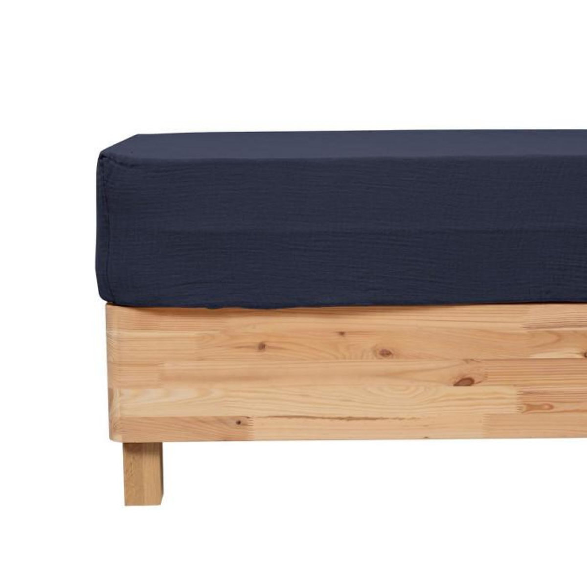 ATMOSPHERA Drap Housse en Gaze de Coton  Flora  140x190cm Bleu