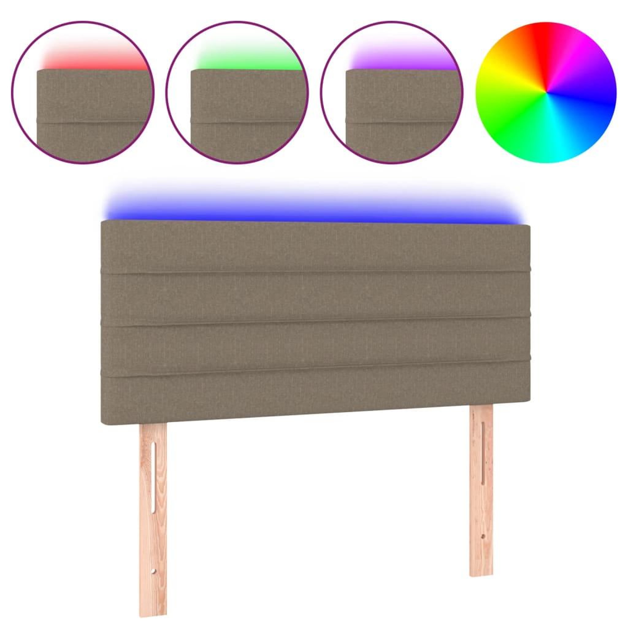 Voir la diapositive 2 : VIDAXL Tete de lit a LED Taupe 100x5x78/88 cm Tissu