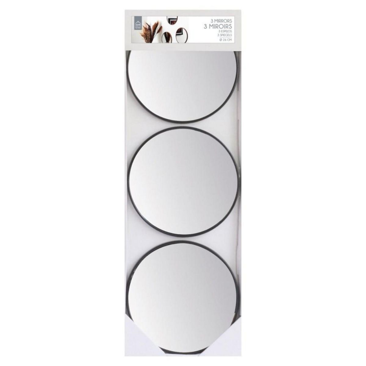 The Home Deco Factory Lot de 3 miroirs diam 26cm effet bois