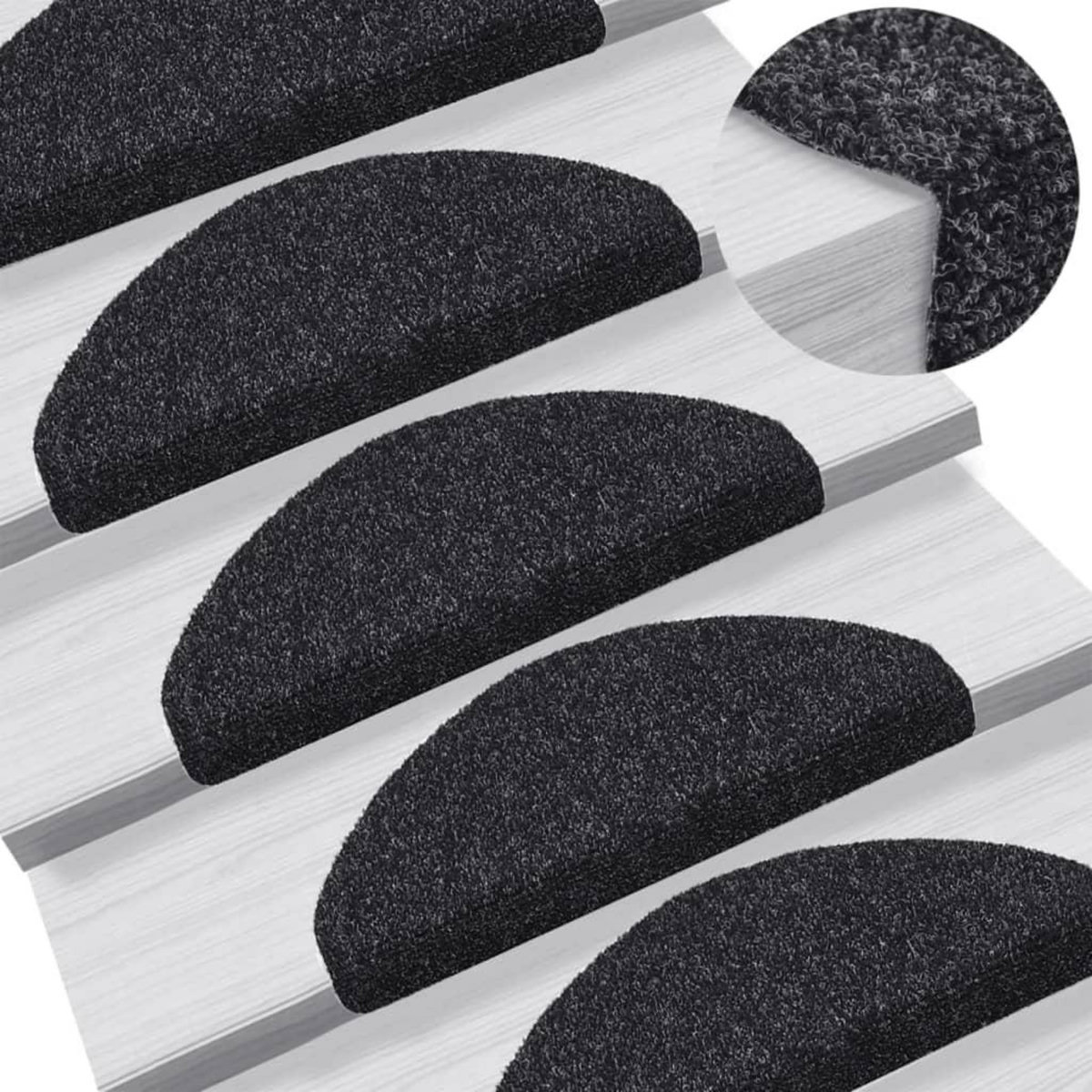 VIDAXL Tapis autoadhesifs de marches 5 pcs Noir 65x21x4 cm Aiguillete