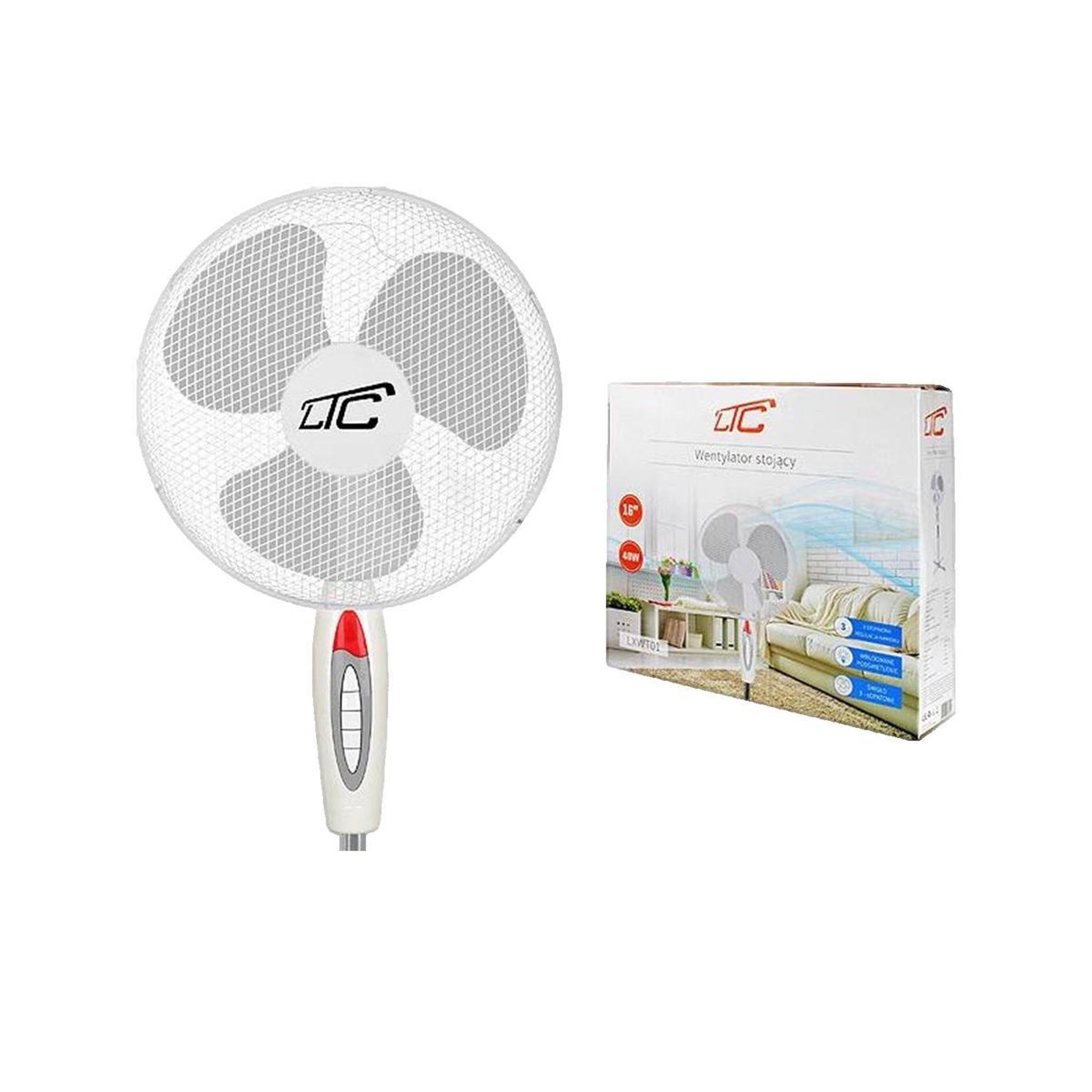 Voir la diapositive 3 : LTC Ventilateur sur pied ltc 40W Blanc