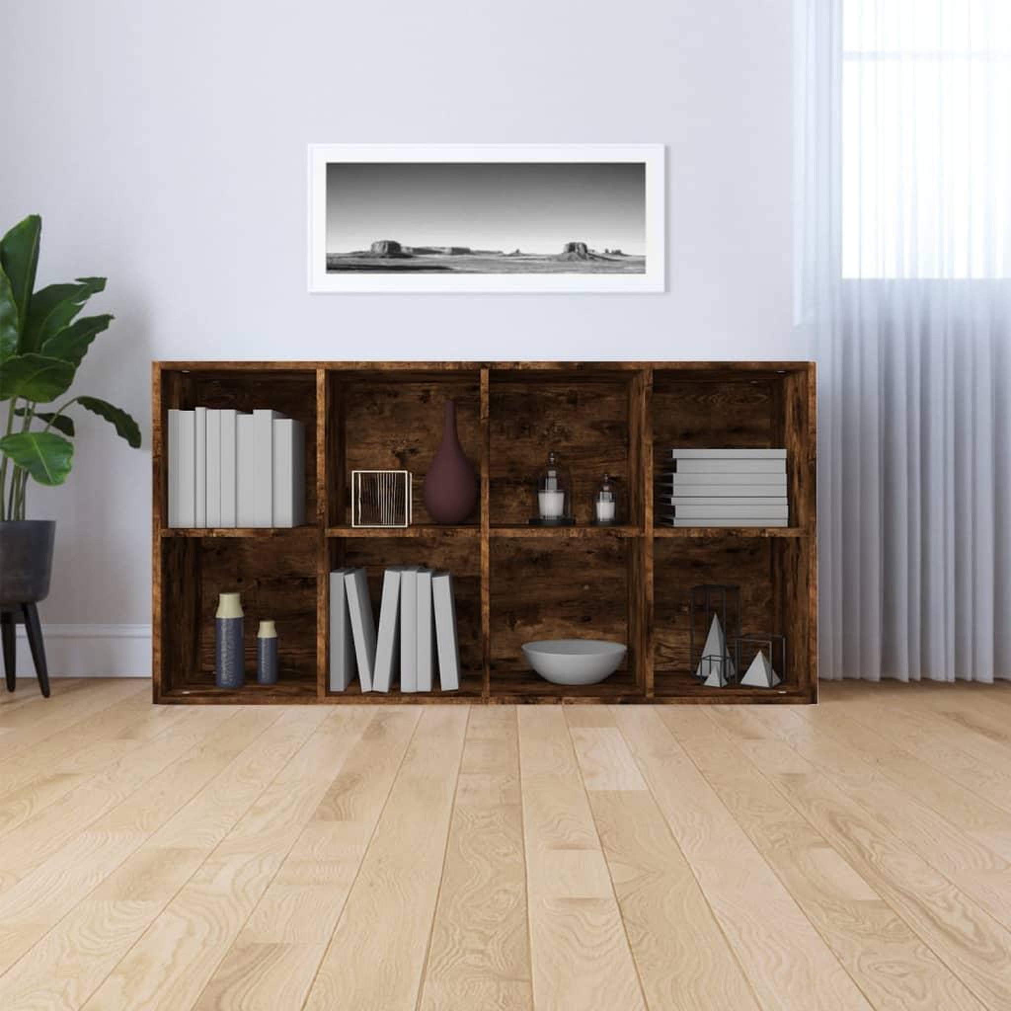 Voir la diapositive 3 : VIDAXL Bibliotheque/Buffet Chene fume 66x30x130 cm Bois d'ingenierie
