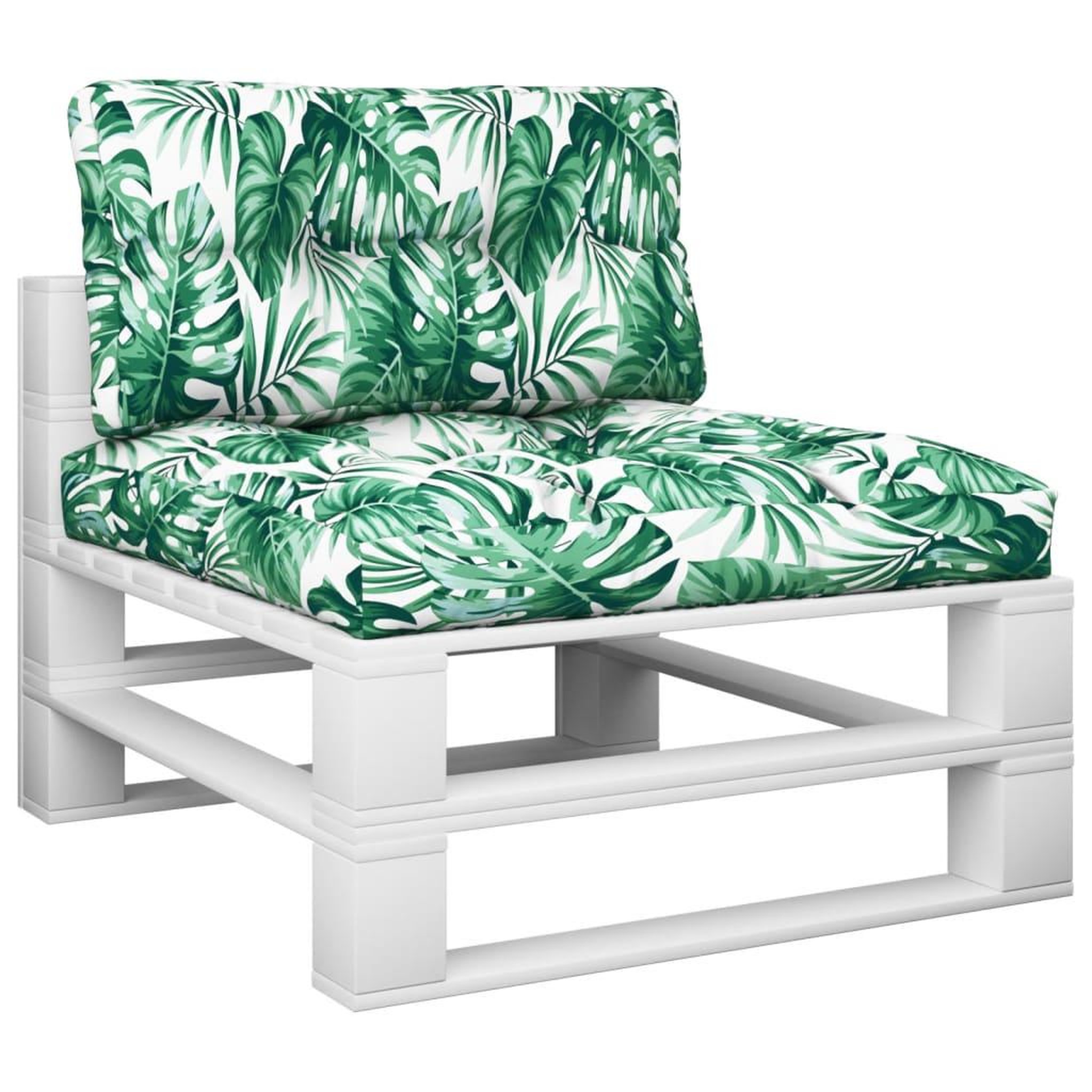 Voir la diapositive 3 : VIDAXL Coussins de palette lot de 2 motif de feuilles tissu