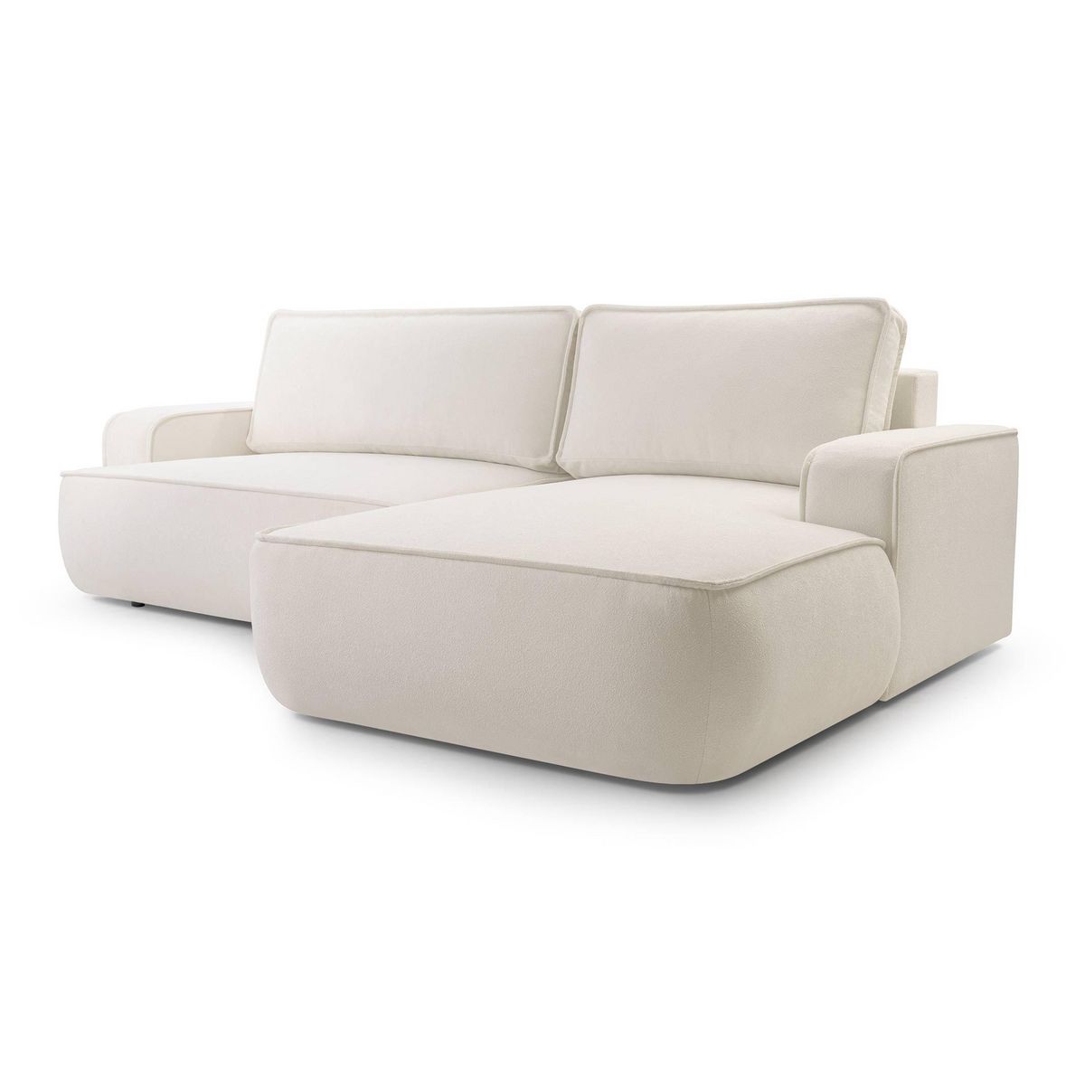 BEST MOBILIER Nessino - canapé d'angle droit 4 places - convertible avec coffre - en tissu texturé