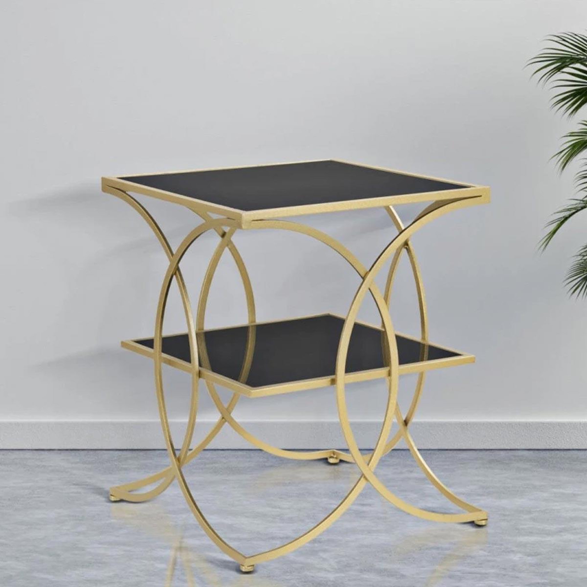 Voir la diapositive 6 : Paris Prix Table d'appoint double design  kim  55cm noir & or