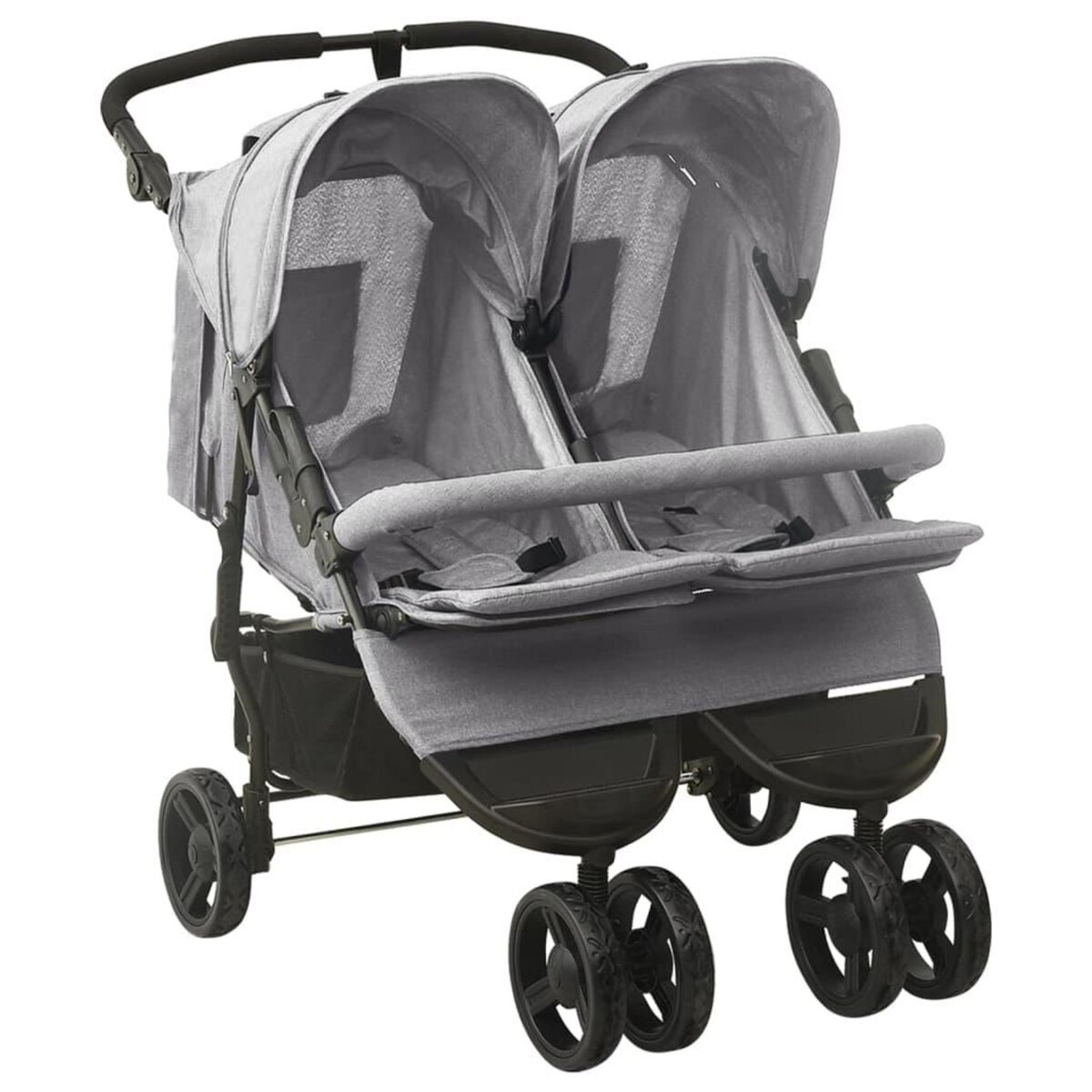 vidaXL Poussette pour bébé 3-en-1 Gris clair Acier