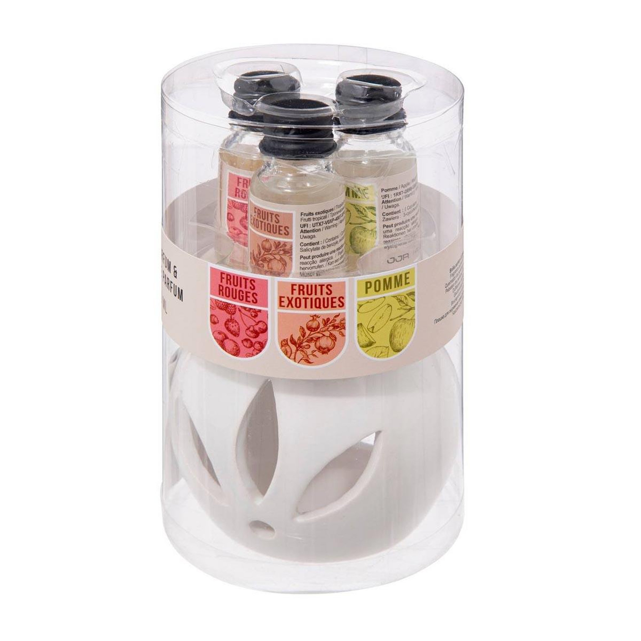 Voir la diapositive 2 : ATMOSPHERA Brûle-parfum & 3 flacons d'huiles  pura  10ml fruits