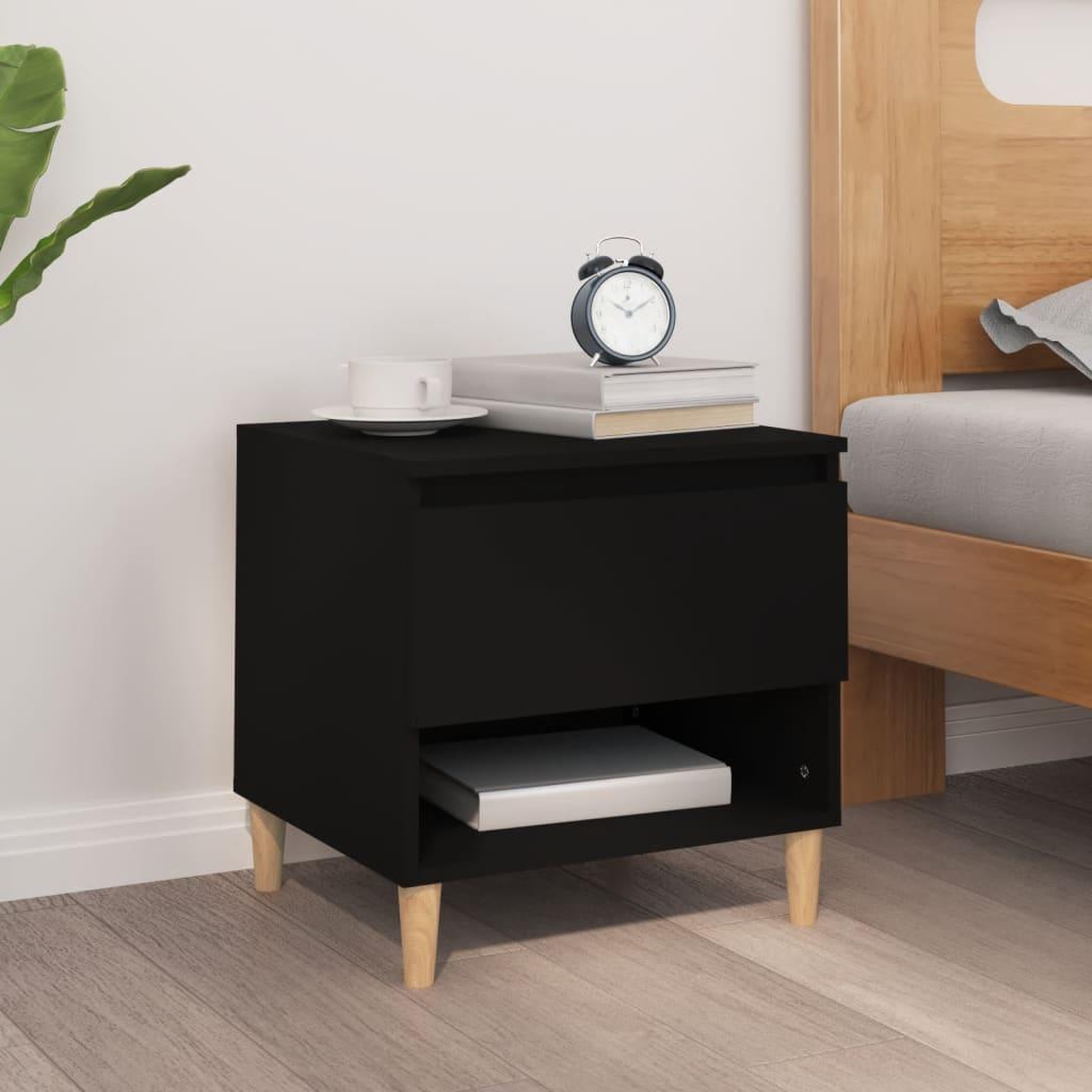 Voir la diapositive 1 : VIDAXL Table de chevet Noir 50x46x50 cm Bois d'ingenierie