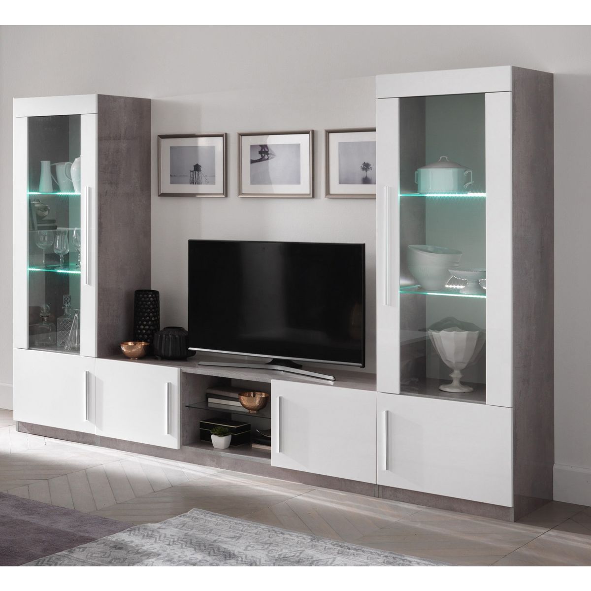 Meuble TV 2 portes 1 niche L156 cm TORINO