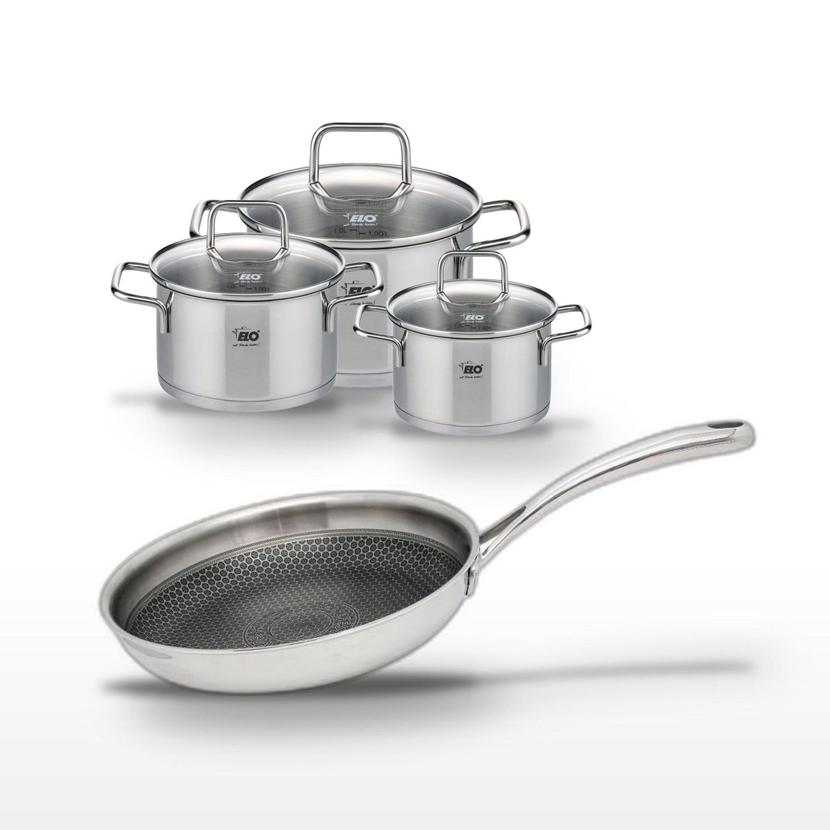 ELO Lot Poêle 24cm & 3 Faitouts 14/16/20cm Elo Relief Evolution