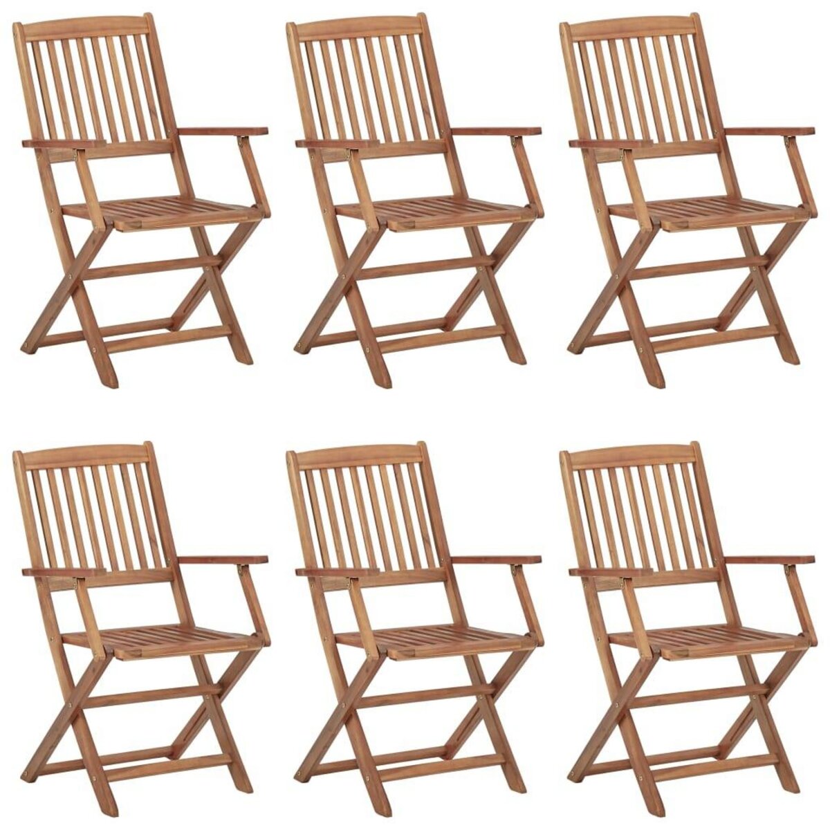 VIDAXL Chaises pliables de jardin lot de 6 avec coussins Bois d'acacia