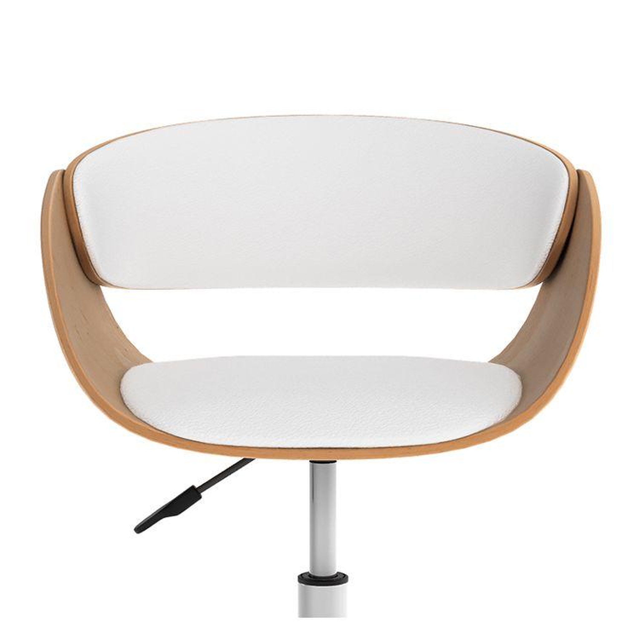 Voir la diapositive 6 : MAISON PAVANE Chaise de bureau pivotante sur roulettes en bois et pu blanc-adelmar