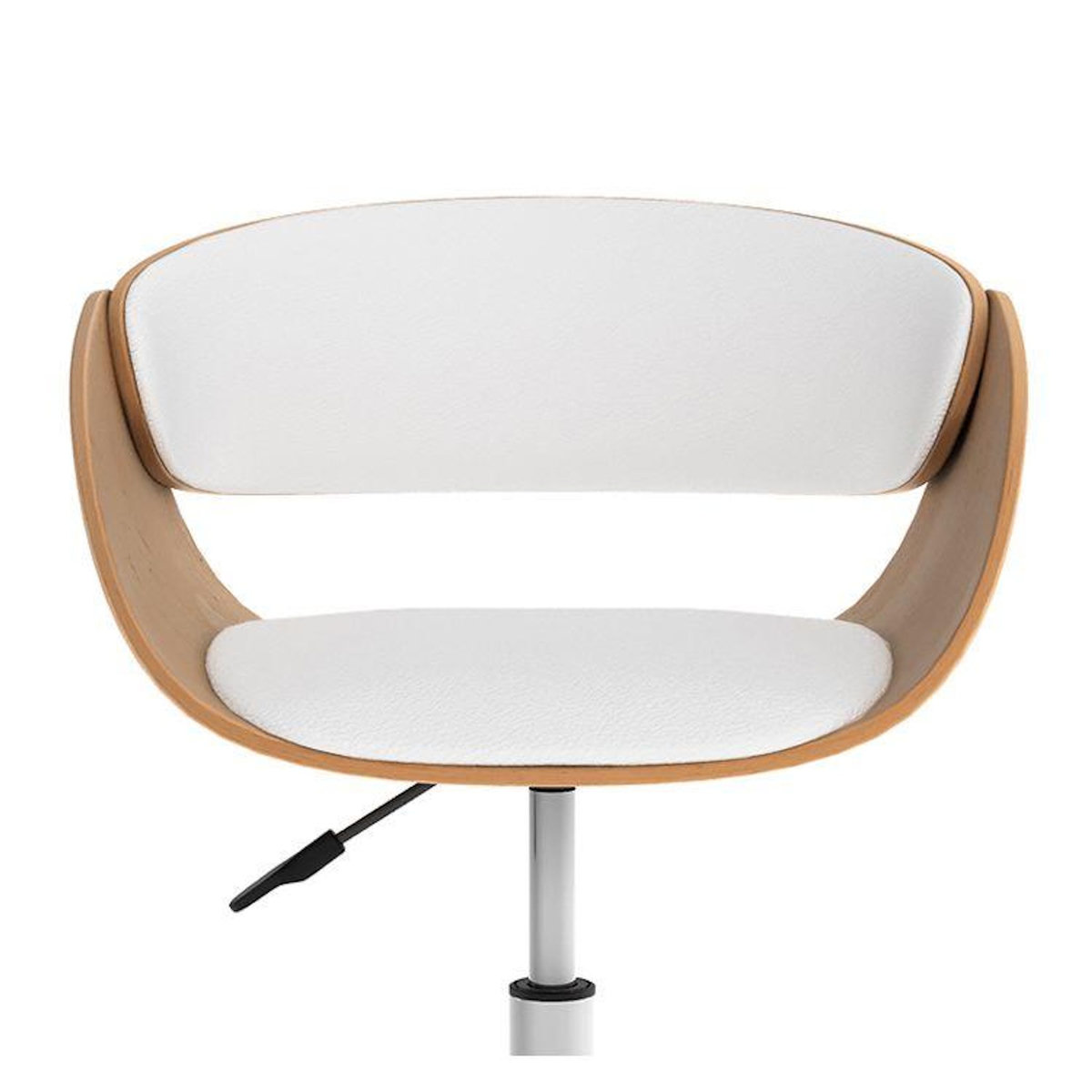Rendez vous déco Chaise de bureau pivotante sur roulettes en bois et PU blanc-Adelmar
