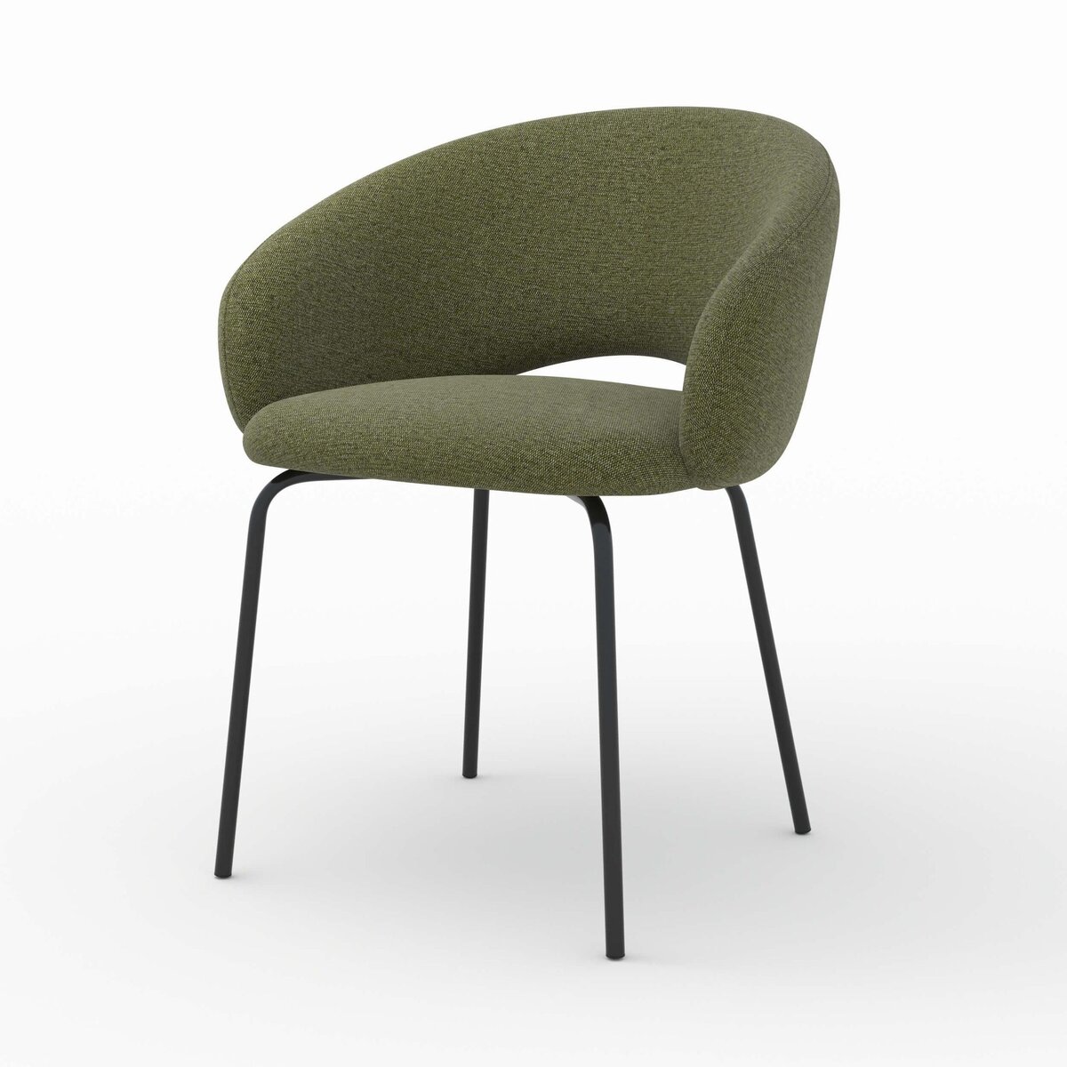 Rendez vous déco Chaise en tissu beige chiné et pieds noirs - Milly