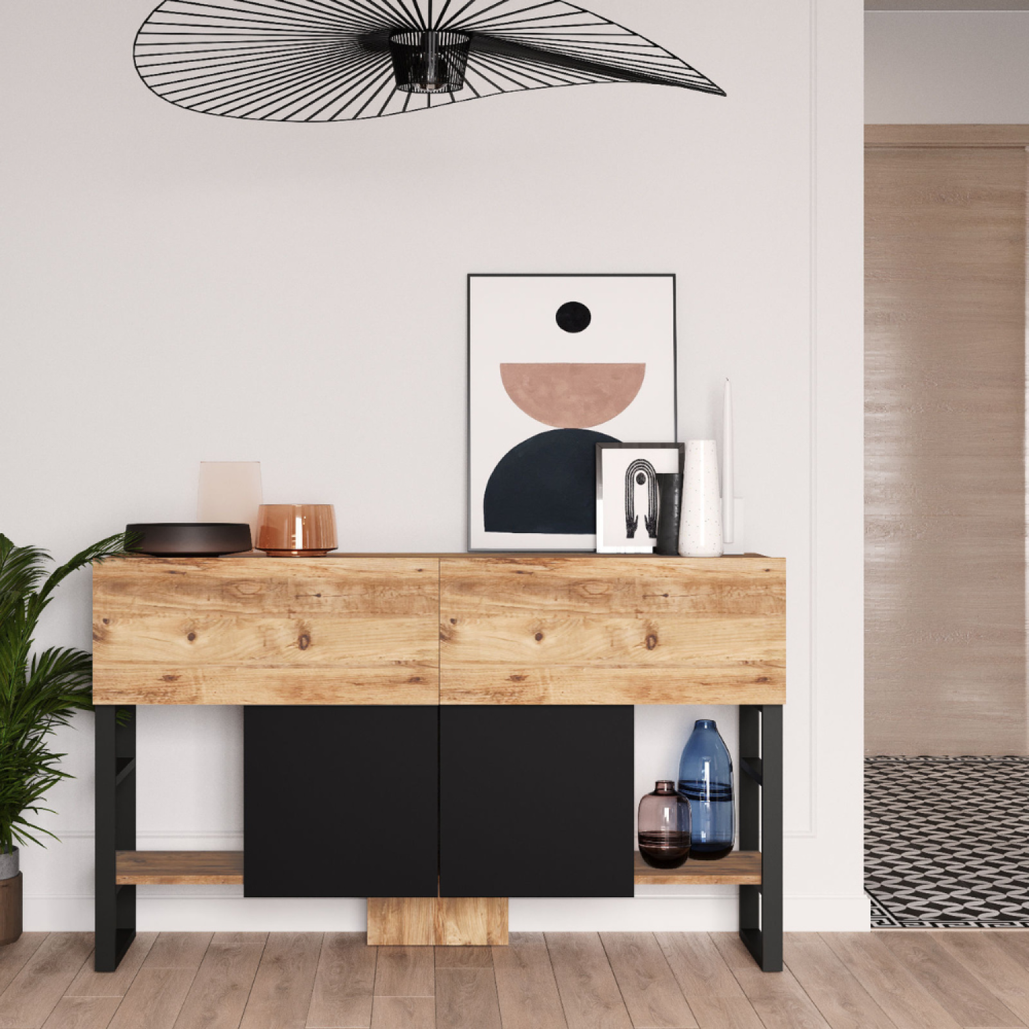Voir la diapositive 2 : CONCEPT USINE Console avec rangements style industriel tari