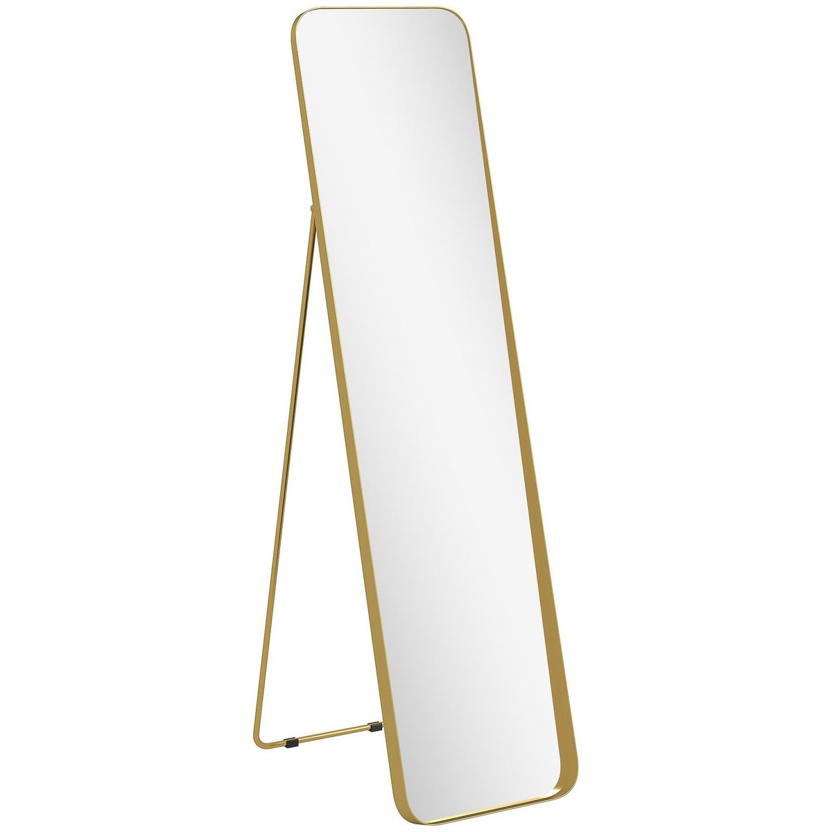 HOMCOM Miroir sur pied design métal doré dim. 40 x 160 cm autoportant ou à adosser