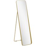 HOMCOM Miroir sur pied design métal doré dim. 40 x 160 cm autoportant ou à adosser