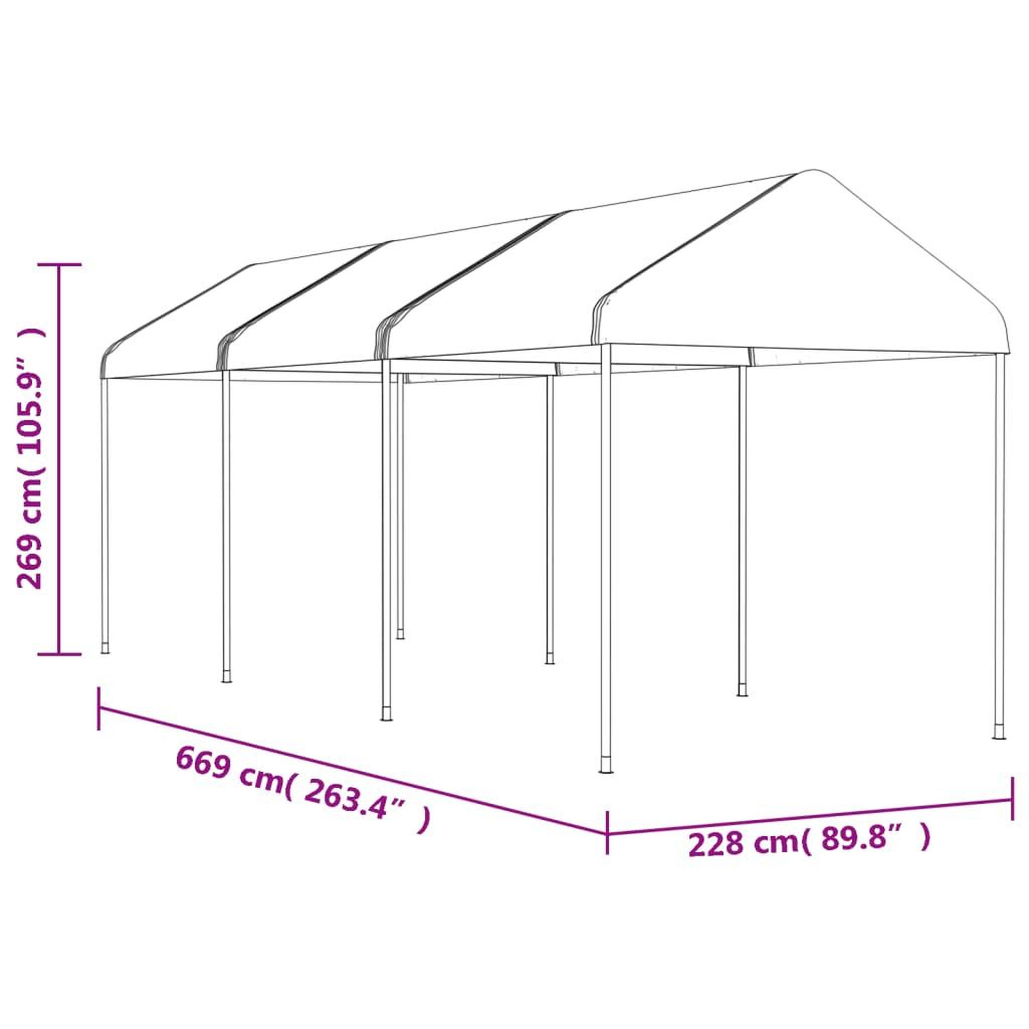 Voir la diapositive 6 : VIDAXL Belvedere avec toit blanc 6,69x2,28x2,69 m polyethylene