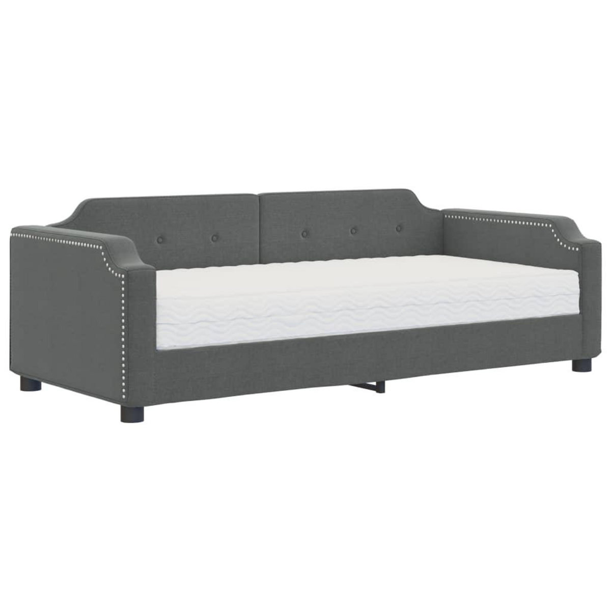 VIDAXL Lit de jour avec matelas gris fonce 90x200 cm tissu